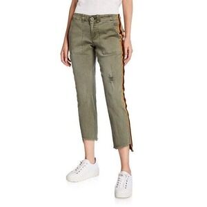 Pam & Gela Olive Cropped Pants with Orange Stripe